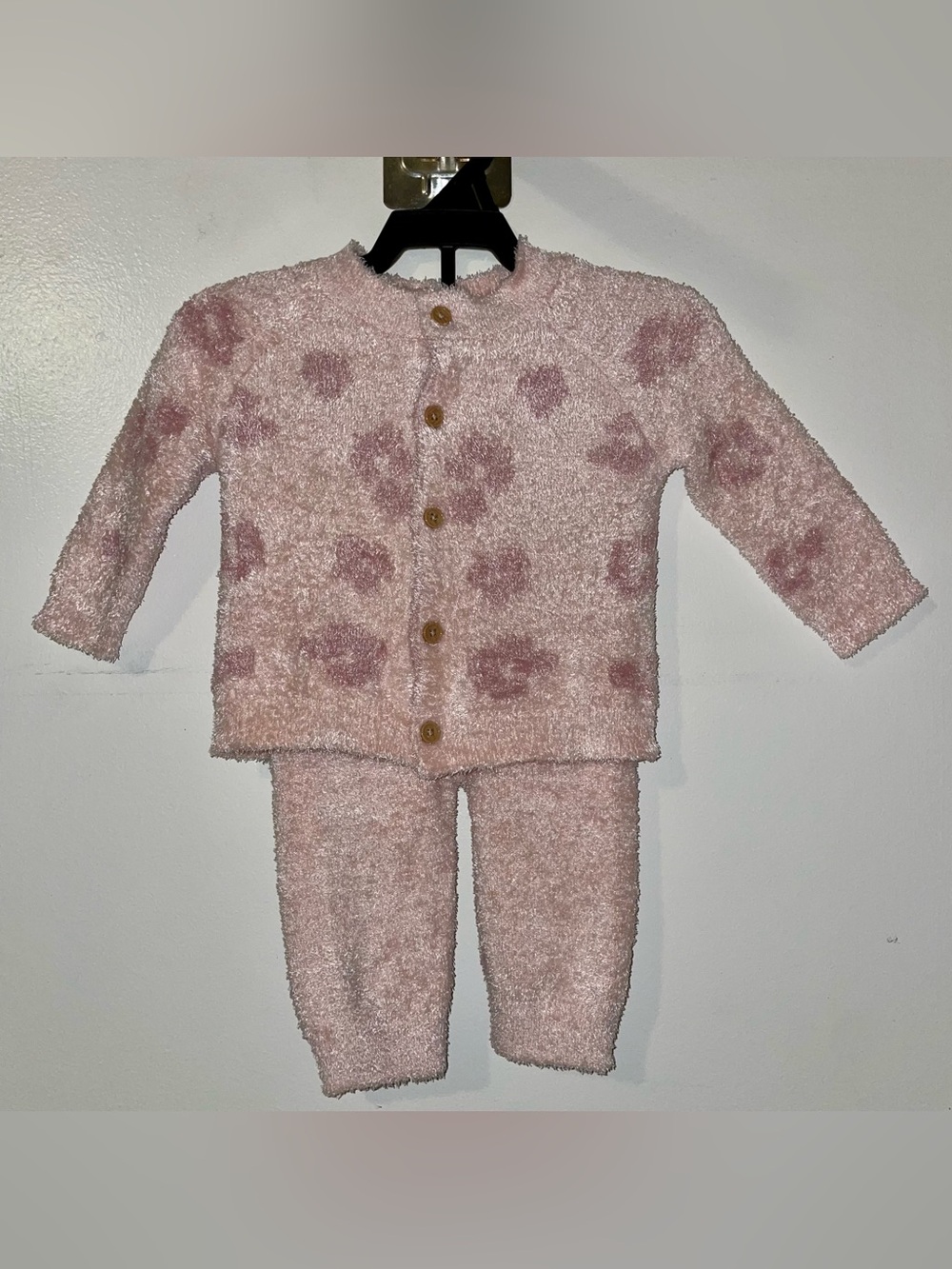 Plush Pink Set with Button-Front Top